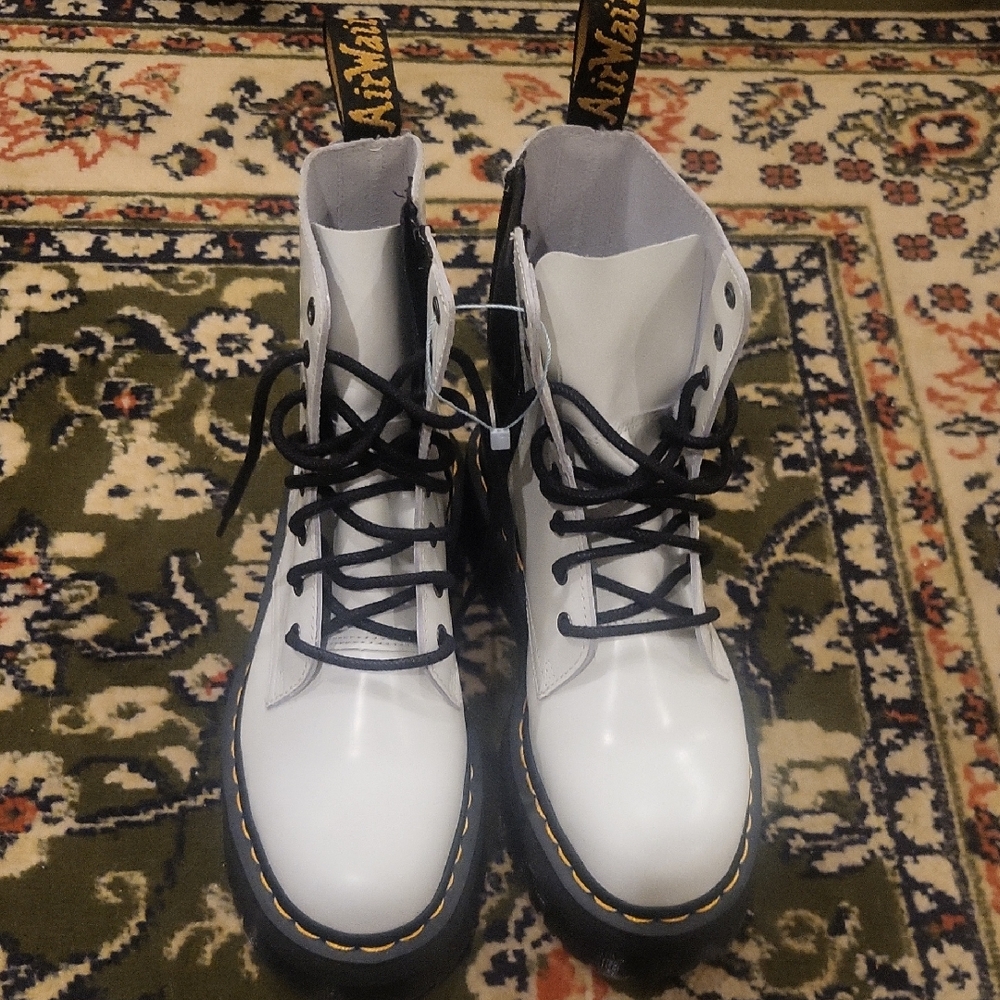 Dr. Martens White and Black Leather Boots